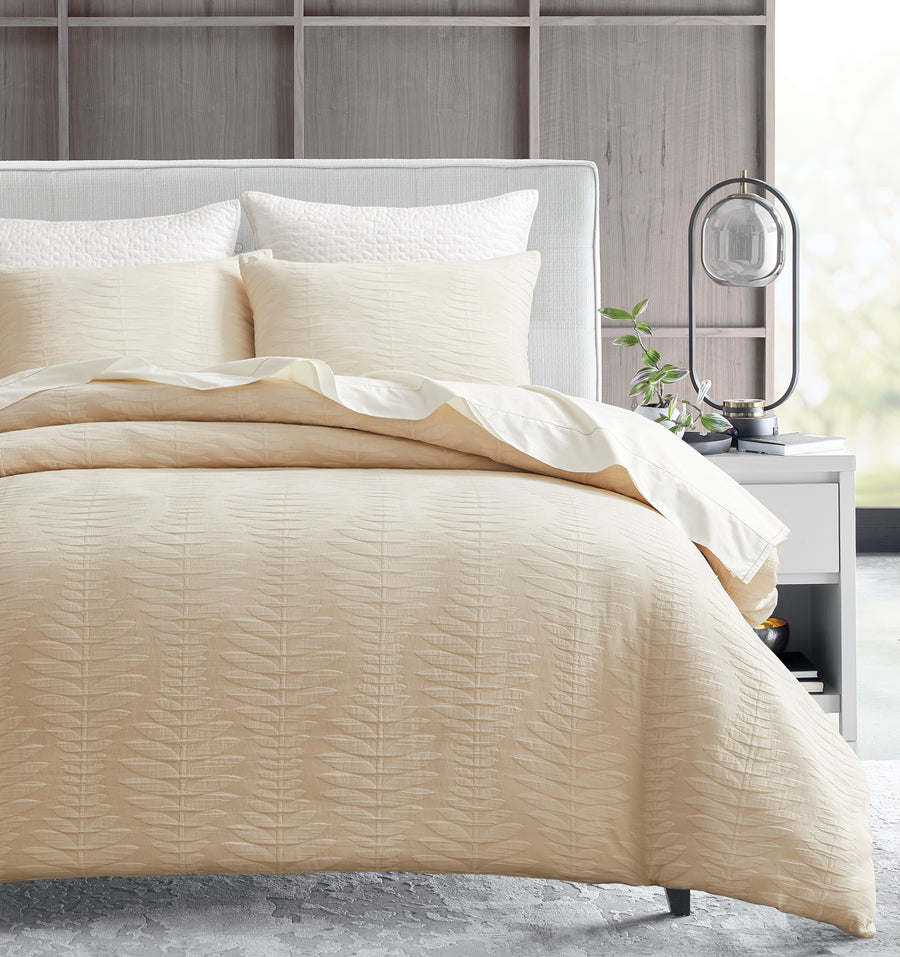 Studio 16, Toronto - Caspian Woven Jacquard 3-Piece Duvet Cover Set  - Soft & Lightweight, Modern Leaf Pattern, Available in Three Colorway