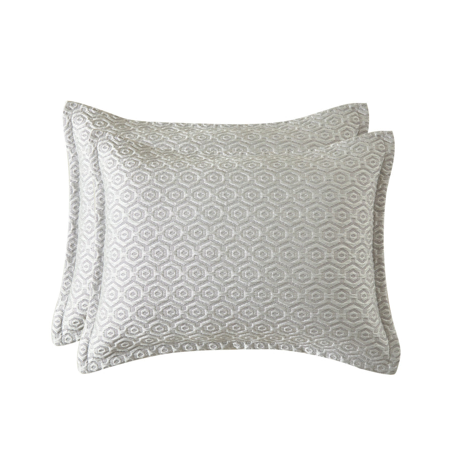 Studio 16, Toronto - Nue Honeycomb Luxe matelassé 3-Piece Coverlet Set with Flange – Ivory, Gold and Silver