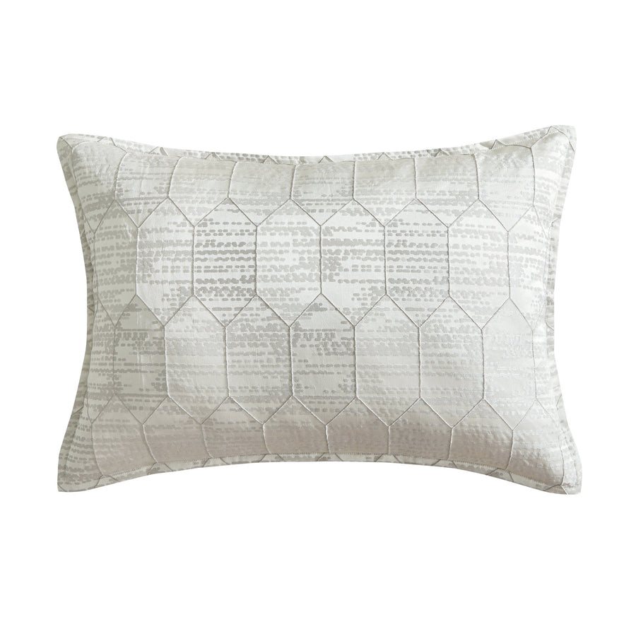 Studio 16, Toronto - TEXTURED HEXAGON Metallic Lurex Jacquard 3-Piece Duvet Cover Set with Flange-Modern Geometric Designwith Flange-Modern Geometric Design