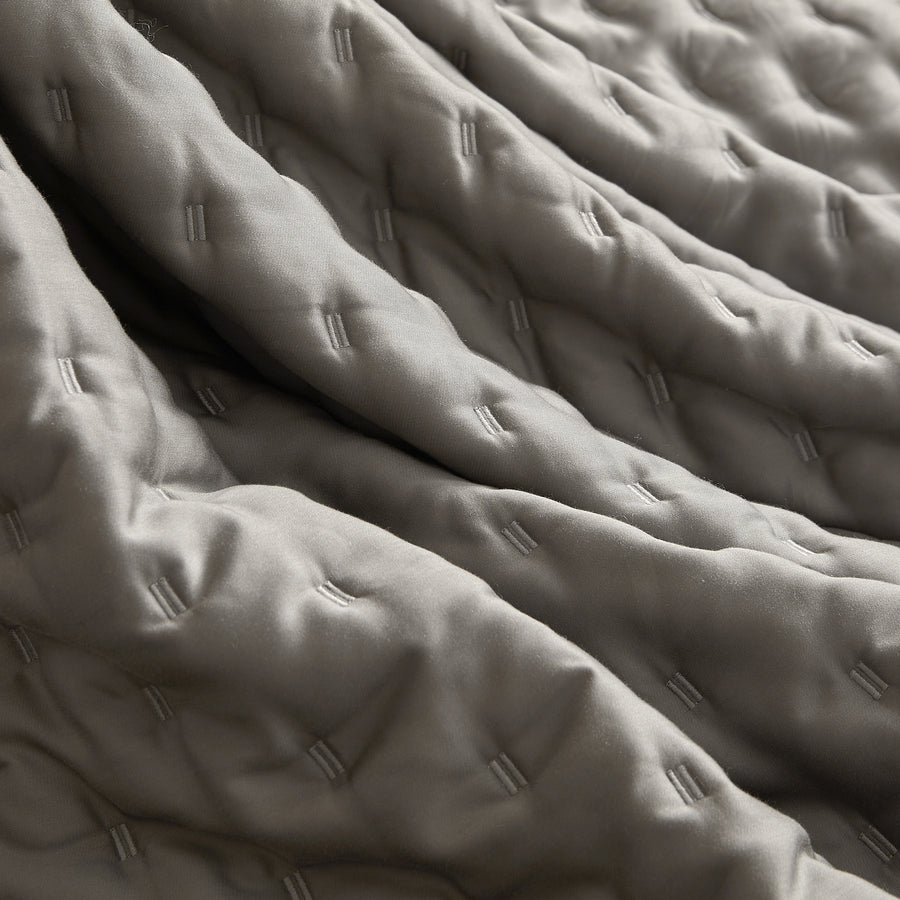 Studio 16, Toronto - Lana Silky Tencel 3-Piece Quilt/Coverlet Set - Soft Grey, Ivory and White