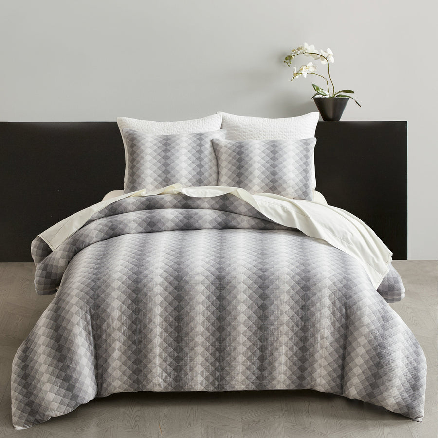 Studio 16, Toronto – Landon Geometric Diamond Cotton Matelassé Duvet Cover Set – Modern Textured Design, 100%Cotton