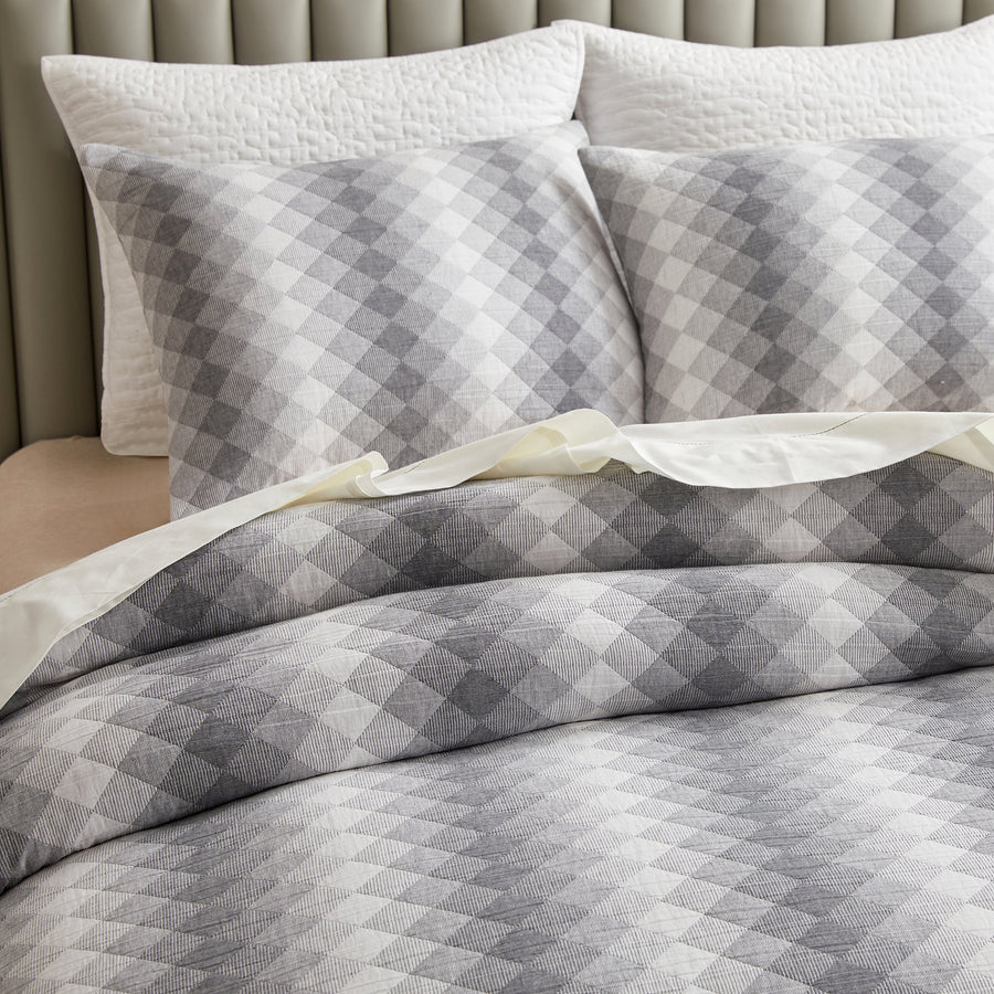 Studio 16, Toronto – Landon Geometric Diamond Cotton Matelassé Duvet Cover Set – Modern Textured Design, 100%Cotton